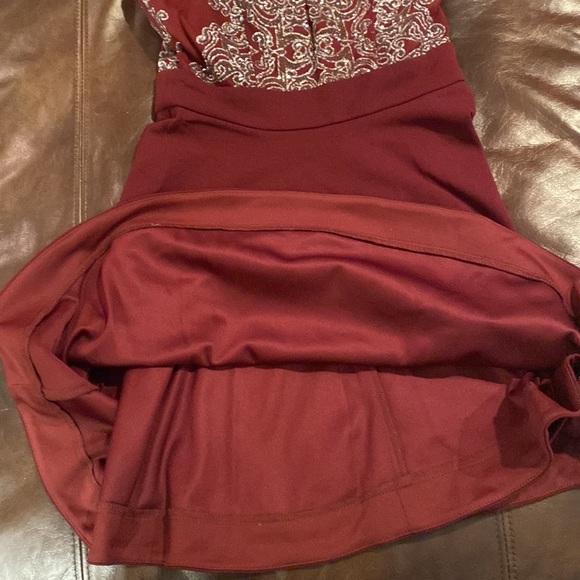 Maroon Fancy Girls A-Line Formal Dress with intricate beaded design - Picture 6 of 9